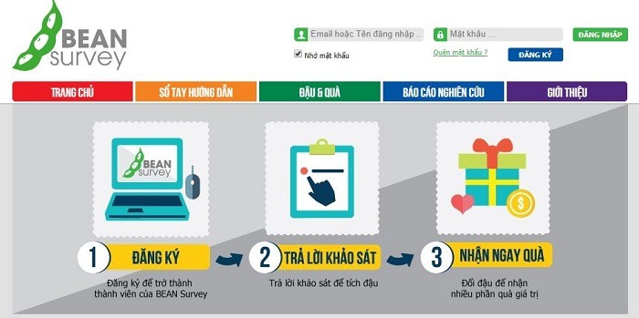 khảo sát beansurvey - top trang khảo sát kiếm tiền tốt nhất
