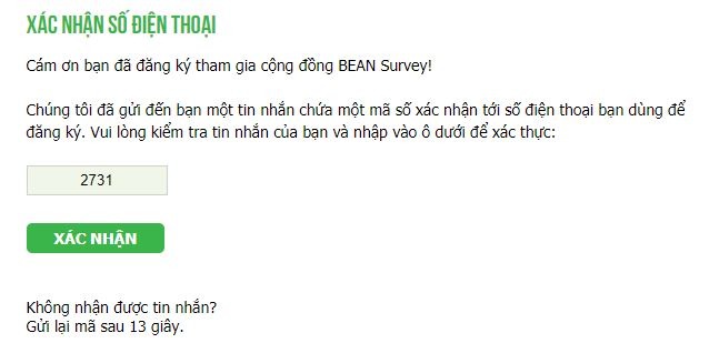 Một mã xác nhận sẽ gửi tới điện thoại của bạn, bạn nhập nó vào