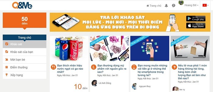 q&me top trang khảo sát kiếm tiền nhiều nhất tại việt nam