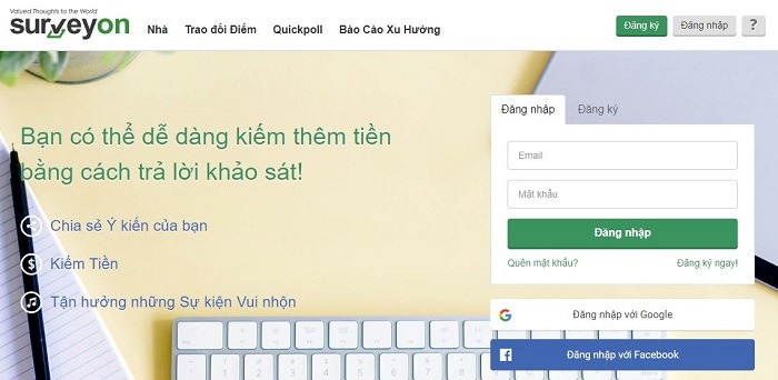 surveyon - top trang khảo sát kiếm tiền tốt nhất