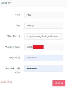 Điền thông tin đăng ký Voice Pick
