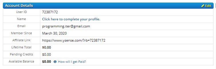 Nhấp chọn Click here to complete your profile