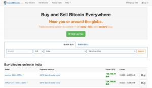 Giao diện Localbitcoins - sàn giao dịch P2P tốt