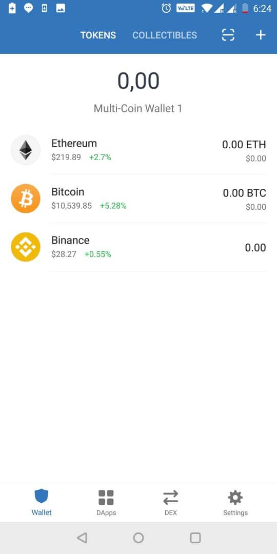 Giao diện ví Trust Wallet