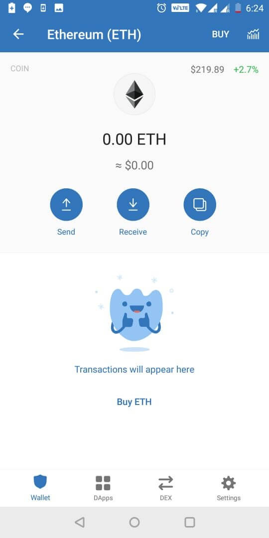 Thông tin coin trên ví Trust Wallet