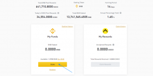 Hình 4: Nút stake now để tiến hành rút BNB