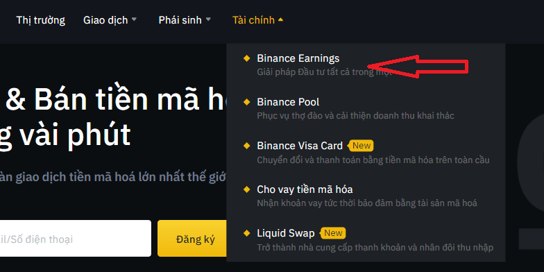 Tùy chọn Binance Earn