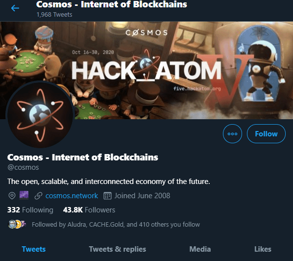 Hình 3: Trang Twitter của Cosmos