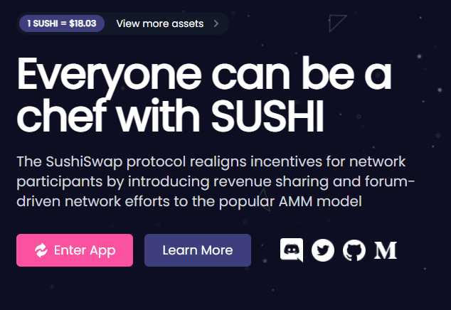 Hình 3: trang chủ của SushiSwap SUSHI