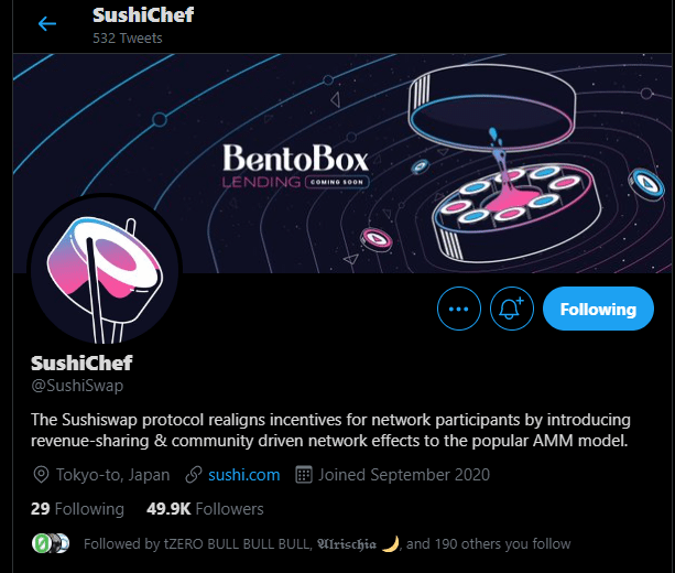 Hình 1: SushiSwap là gì? trang Twitter của SushiSwap