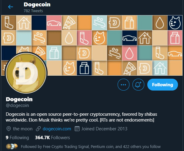 Hình 3: Giao diện Twitter của Dogecoin