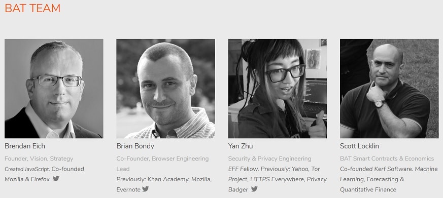 Hình 2: Đội ngũ BAT và Brave Nhà sáng lập Brendan Eich