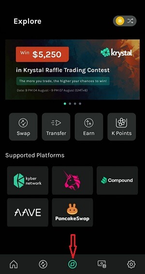 Các chức năng của Krystal App nằm trọng mục Explorer