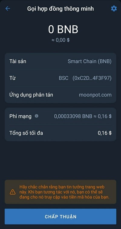 Trả phí giao dịch để tham gia