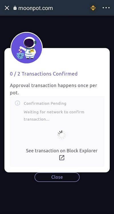 Tiến trình đang diễn ra, bạn sẽ trả thêm 1 lần phí giao dịch nữa nhé