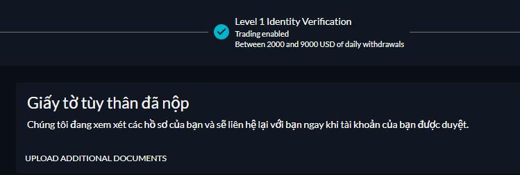 Thông báo chờ xét duyệt giấy tờ tùy thân