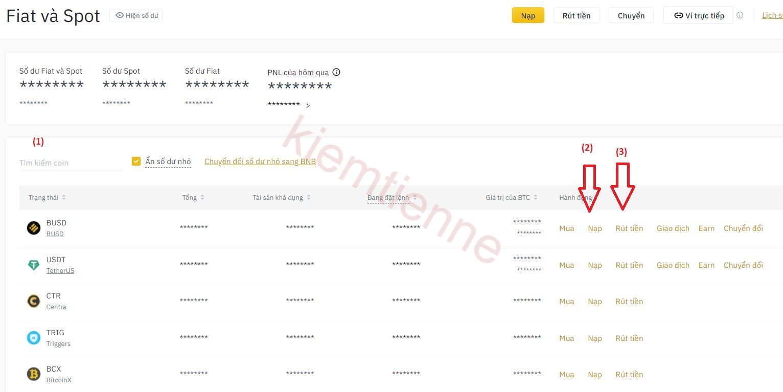 Danh sách coin trên ví Binance - Hướng dẫn Nạp Rút sàn Binance