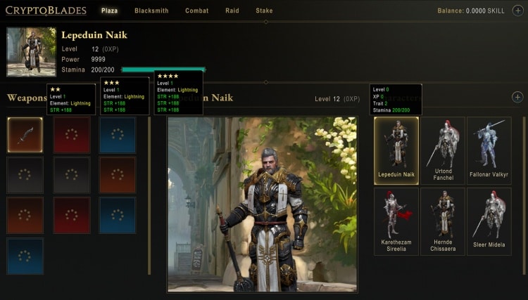 Hình 12: Giao diện chọn nhân vật CryptoBlades