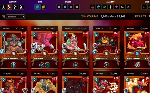 Hình 18: splinterlands thị trường giao dịch thẻ