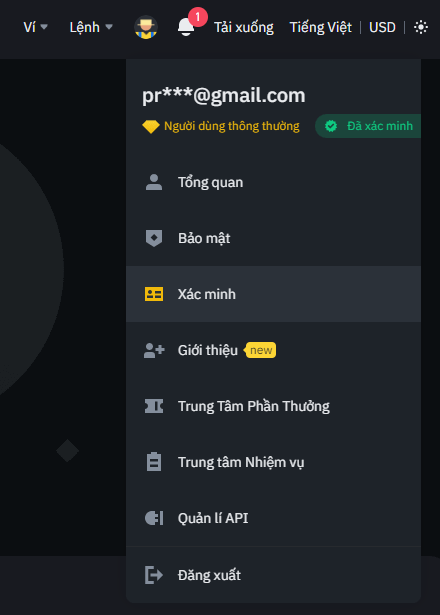 Tùy chọn Xác minh trên Binance