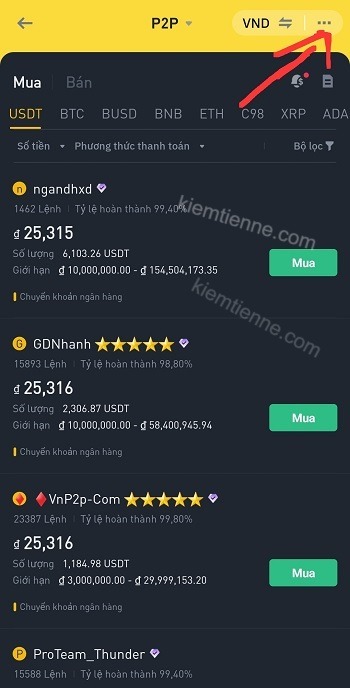 Tiền hành cài đặt mật khẩu quỹ Binance P2P