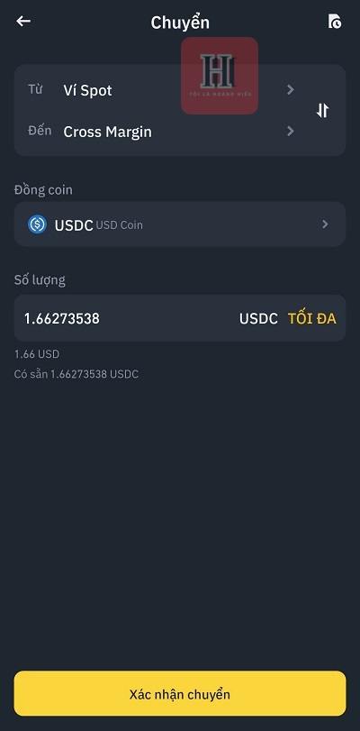 chuyển coin vay tiền trên binance